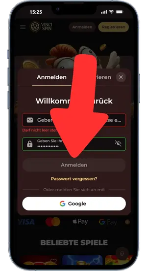 VinciSpin Anmeldung bestätigen