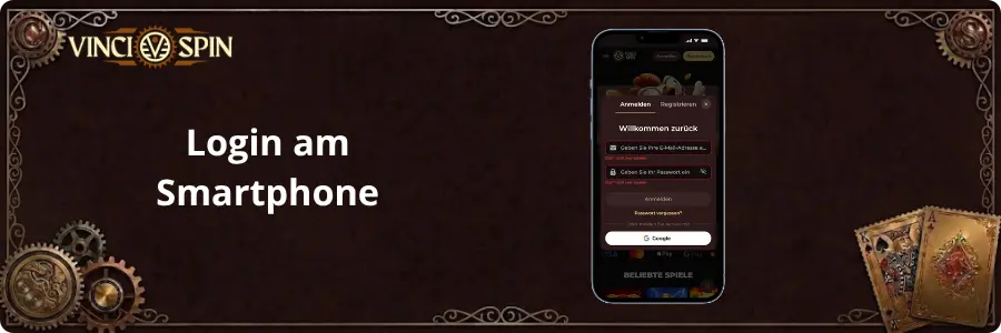 vinci spin casino login register am Smartphone