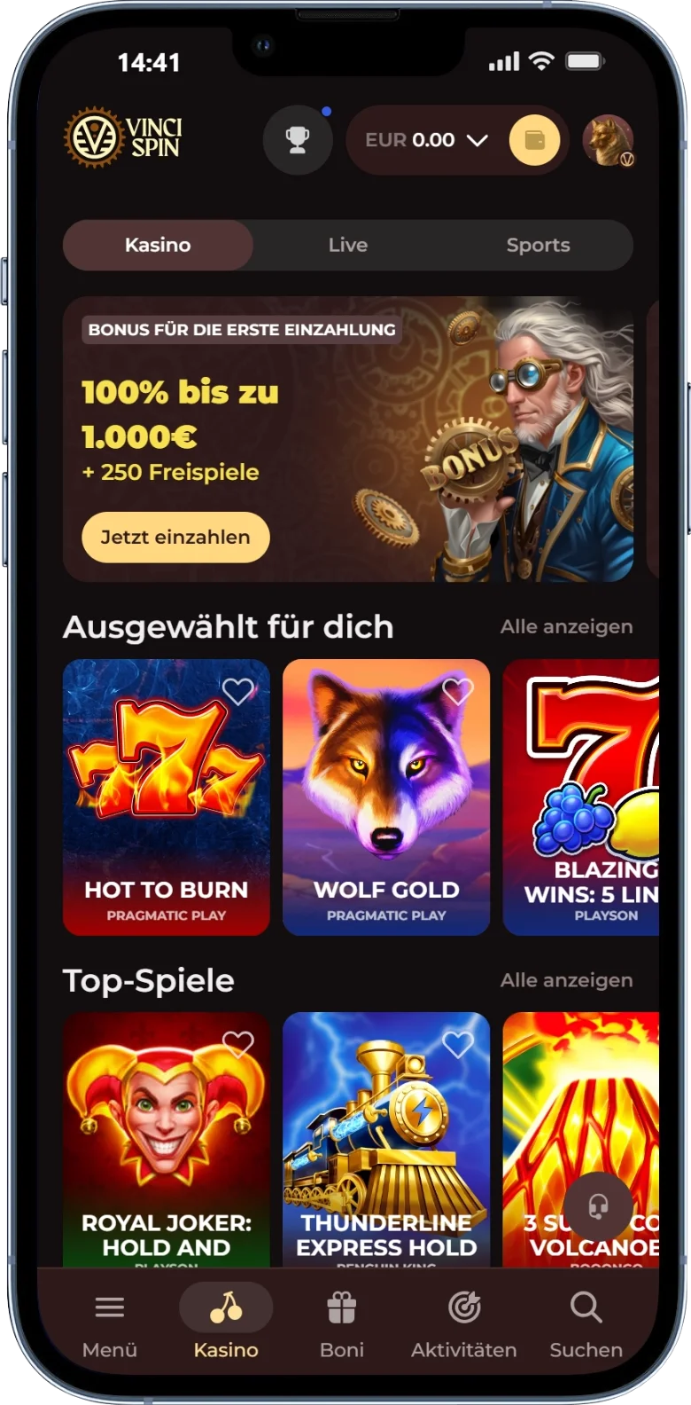 VinciSpin Kasse