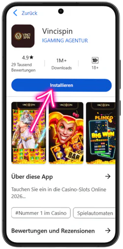 Installation von VinciSpin Casino auf Android bestätigen