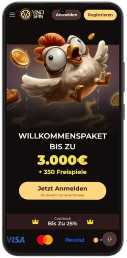 Offizielle Website von VinciSpin Casino im Browser öffnen