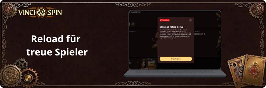 Reload Boni und zeitlich begrenzte Angebote im VinciSpin Casino